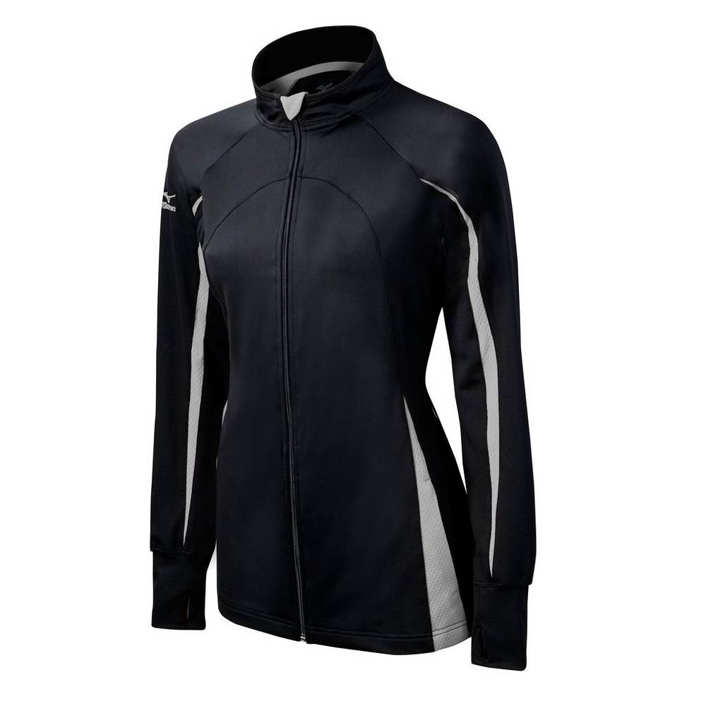 Womens Mizuno Elite 9 Focus Full-Zip Jacket Black/Grey Philippines (CNIGZA307)